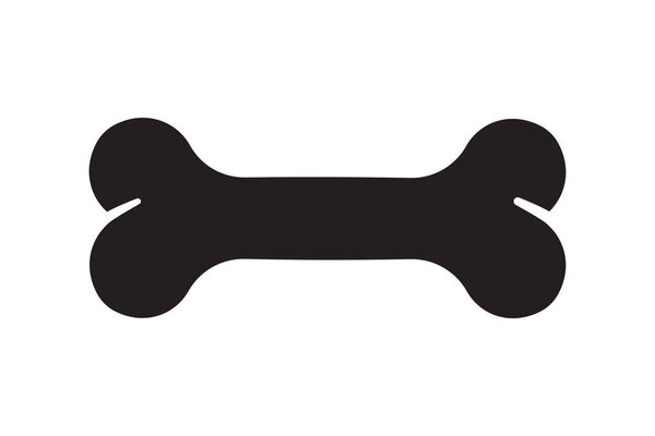 Кость для домашней собаки. Значок силуэта кости. Символ собачьей еды. Векторная иллюстрация