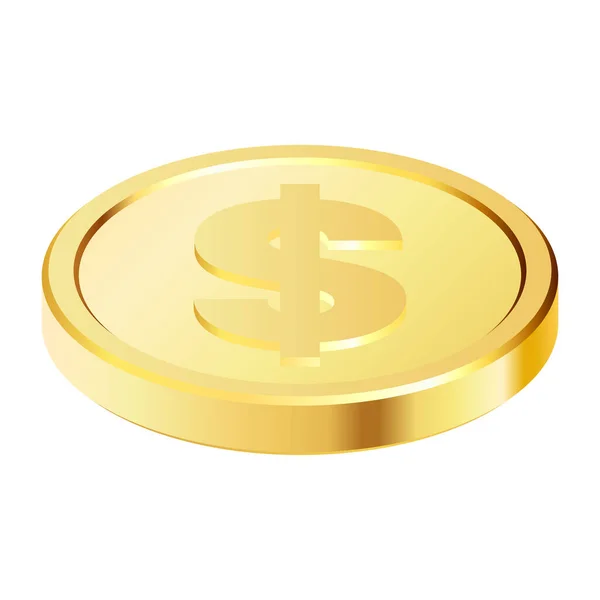 Monedas Oro Giratorias Con Signo Moneda Dólar Monedas Dólar Dinero — Vector de stock