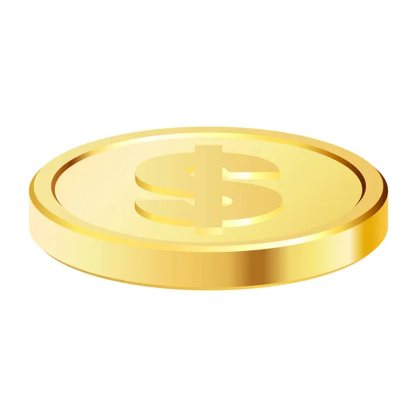 Monedas Oro Giratorias Con Signo Moneda Dólar Monedas Dólar Dinero — Vector de stock