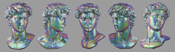大卫全息胸围孤立的背景 白垩纪雕像 现代流行风格 米开朗基罗 大卫雕像3D渲染 — 图库照片#