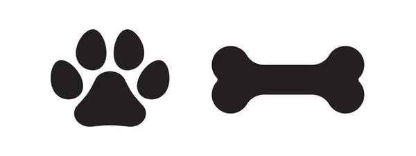 Jejak Anjing Dan Tulang Simbol Hewan Peliharaan Cakar Cetak Ilustrasi - Stok Vektor