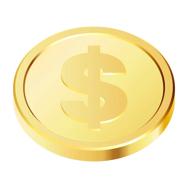 Moedas Ouro Rotativas Com Sinal Moeda Dólar Moedas Dólar Dinheiro — Vetor de Stock