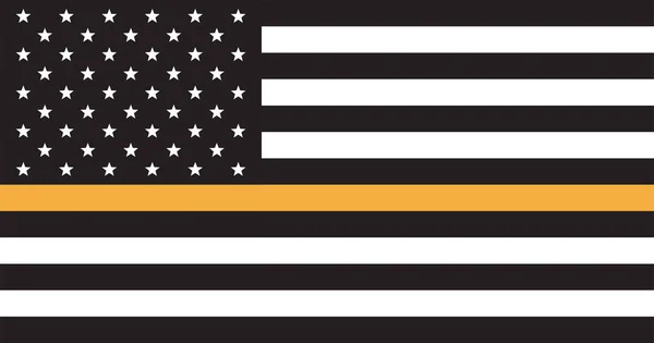 Bandera Estados Unidos Blanco Negro Con Línea Amarilla Dorada Bandera — Vector de stock