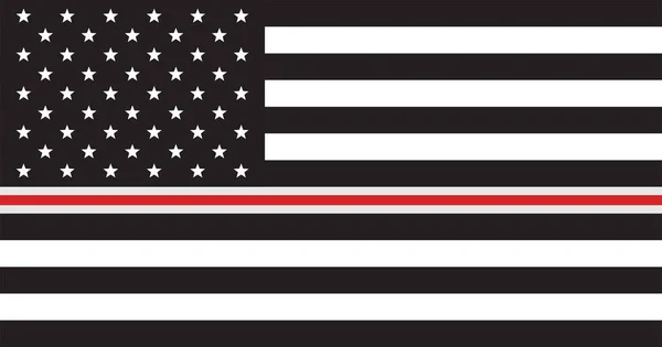 Černá Bílá Americká Vlajka Tenkou Červenou Čárou Americká Vlajka Zdravotních — Stockový vektor