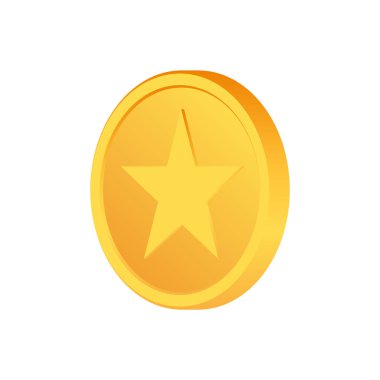 Yıldız işaretli dönen altın sikkeler. Madeni paralar. Altın para ayarlandı. Kumar oyunları ve büyük ikramiye illüstrasyonları için başvurulabilir. Vektör illüstrasyonu.