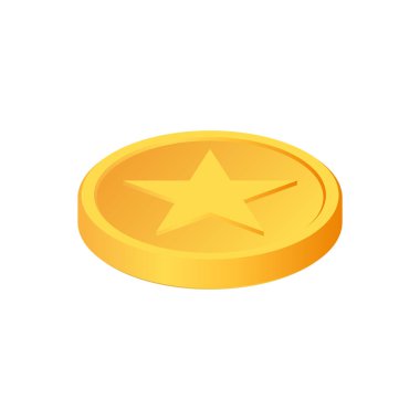 Yıldız işaretli dönen altın sikkeler. Madeni paralar. Altın para ayarlandı. Kumar oyunları ve büyük ikramiye illüstrasyonları için başvurulabilir. Vektör illüstrasyonu.