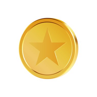 Yıldız işaretli dönen altın sikkeler. Madeni paralar. Altın para ayarlandı. Kumar oyunları ve büyük ikramiye illüstrasyonları için başvurulabilir. Vektör illüstrasyonu.