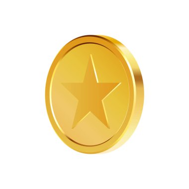 Yıldız işaretli dönen altın sikkeler. Madeni paralar. Altın para ayarlandı. Kumar oyunları ve büyük ikramiye illüstrasyonları için başvurulabilir. Vektör illüstrasyonu.