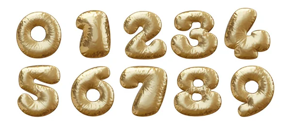Altın Balon Numaraları Seti Şişirilebilir Altın Rakamları Resimleme — Stok fotoğraf