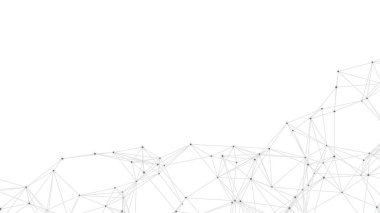 Plexus örgü geometrik beyaz arka plan. Noktalar çizgilerle birleşti. Teknoloji soyut geçmişi. Minimalist zemin. Çokgen örgüsü. Bilim arkaplanı