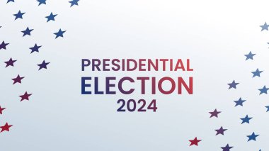 2024 başkanlık seçim bayrağı. Amerikan bayrak yıldızlı Amerikan seçim kampanyası afişi. Amerikan seçimleri. Vektör illüstrasyonu
