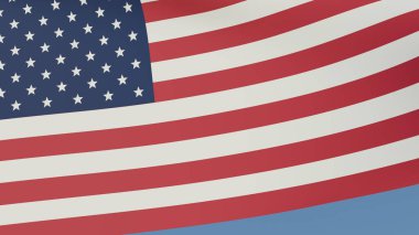 Şeffaf arka planda Amerikan bayrağı. Amerikan bayrağı sallıyor. 3d oluşturma.