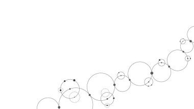 Soyut geometrik arkaplan. Birbirine bağlı halkalar. Teknoloji soyut geçmişi. Kopyalama alanı vektörüyle minimalist arkaplan