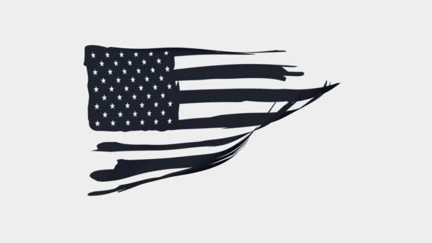 Amerikanische Flagge Monochrome Uns Flagge Flagge Schwenkend Video Darstellung — Stockvideo