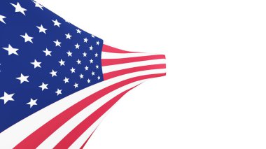 Şeffaf arka planda Amerikan bayrağı. Amerikan bayrağı sallıyor. 3d oluşturma.