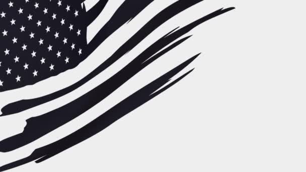 Amerikansk Nödfana Monokrom Oss Flagga Viftar Med Amerikansk Flagga Video — Stockvideo