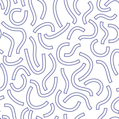 Beyaz arka planda izole edilmiş mavi çizgili çizgiler. Taslak Karalamalar. Tek renkli geometrik dikişsiz desen.