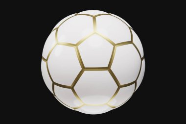 Gerçekçi parlak futbol topu. Altın futbol topu. Futbol Altın Kupası ya da ödül. Futbol sporu ekipmanları. 3d oluşturma