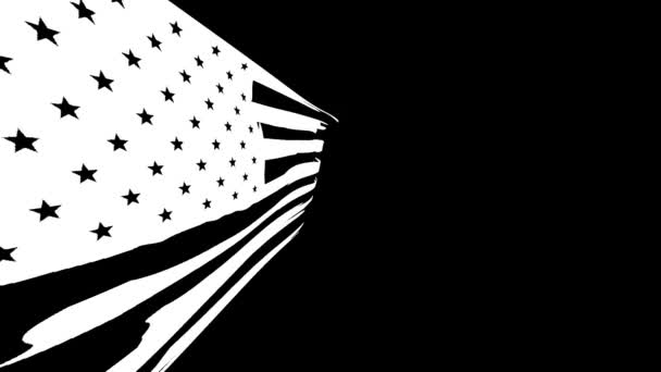 Bandera Afligida Americana Bandera Monocromática Ondeando Bandera Vídeo Renderizado — Vídeo de stock