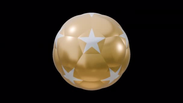 Balón Fútbol Dorado Con Estrellas Plata Símbolo Trofeo Fútbol Balón — Vídeos de Stock