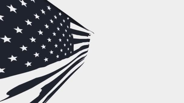 American Distressed Flag Monochrome Flag Waving Flag Video Rendering — Stock Video