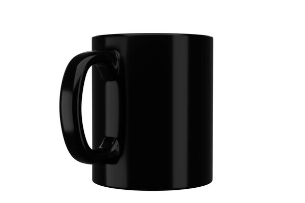 Black mug on isolated background. Applicable for mockup design. 3d rendering realistic illustration.