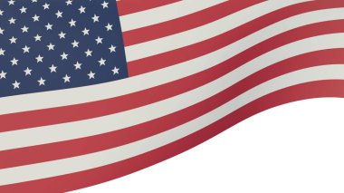 Şeffaf arka planda Amerikan bayrağı. Amerikan bayrağı sallıyor. 3d oluşturma.