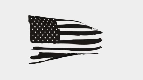 Amerykańska Flaga Monochromatyczna Flaga Macha Amerykańską Flagą Nagranie Renderowanie — Wideo stockowe