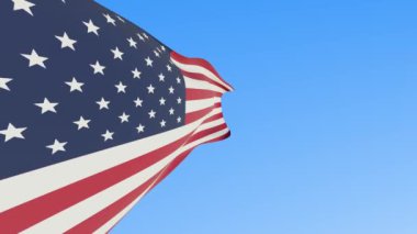 ABD bayrağı sallıyor. Amerikan bayrağı. Mavi gökyüzü arka planı. 3d oluşturma. 