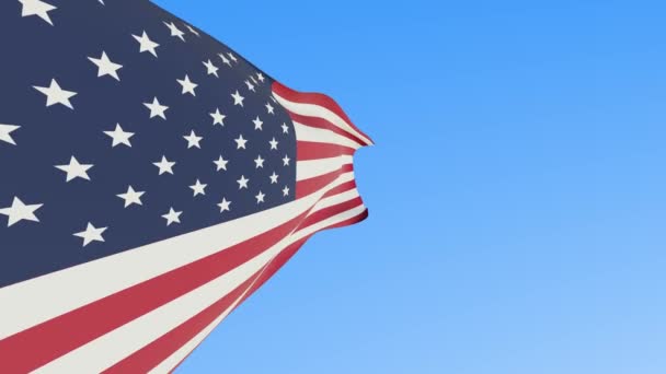 Αμερικάνικη Σημαία Αμερικανική Σημαία Μπλε Ουρανό Φόντο Απόδοση — Αρχείο Βίντεο