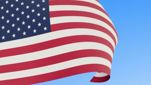 Die Usa Schwenken Flagge Amerikanische Flagge Blauer Himmel Hintergrund Darstellung — Stockvideo