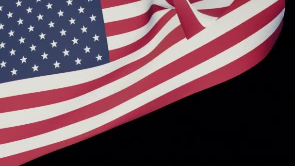 Bandera Ondeando Bandera Americana Renderizado Canal Alfa Fondo Transparente — Vídeos de Stock