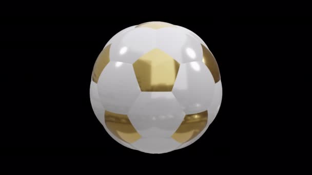 Kręcąca Się Piłka Obracająca Się Piłka Symbol Piłki Nożnej Złote — Wideo stockowe