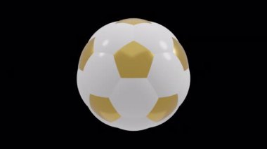Dönen futbol topu. Dönen futbol topu. Futbol sembolü. Döngülü animasyon. 3D görüntüleme. Döngülü animasyon. 3d oluşturma