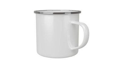 Enamel kamp kupası izole bir arka planda. 3d hazırlayıcı
