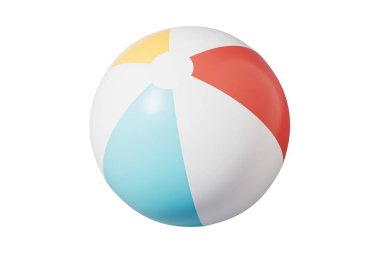 İzole edilmiş arka planda plaj topu. Plaj ve su oyunları için şişme top. 3d oluşturma.