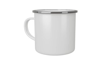 Enamel kamp kupası izole bir arka planda. 3d hazırlayıcı