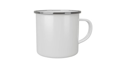 Enamel kamp kupası izole bir arka planda. 3d hazırlayıcı