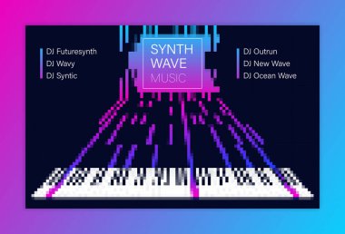 Kulüp müzik afişi. Elektronik dans tekno müzik posteri. Yeni dalga müzik afişi.