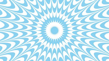 Optik illüzyon psikedelik çember çizgisi deseni. Güneş ışını deseni. Vektör çizimi. Mavi renk