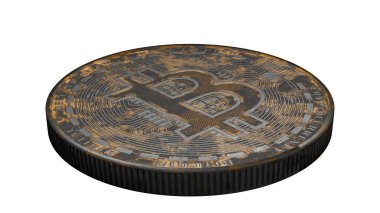 Pas bitcoin sembolü izole edildi. Bitcoin parası. 3d oluşturma
