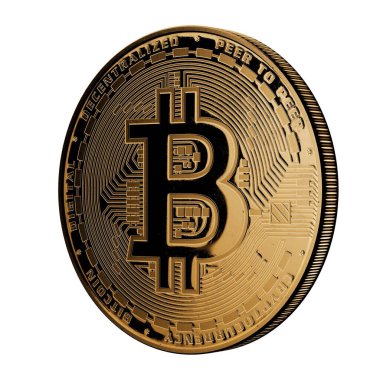 Altın bitcoin sembolü izole edildi. Bitcoin parası. 3d oluşturma