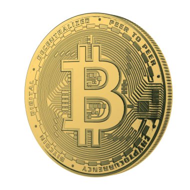 Altın bitcoin sembolü izole edildi. Bitcoin parası. 3d oluşturma