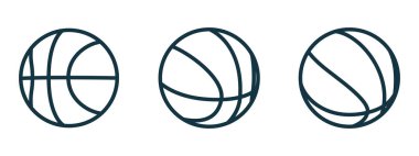 Basketbol topu sembolleri seti. Anahat basketbol topu ikonları. Vektör