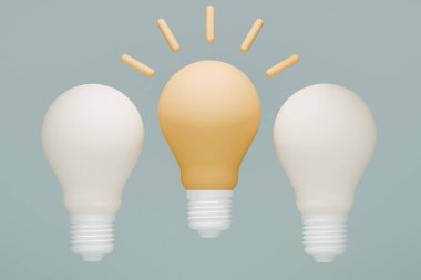 Sıra sıra ampuller arasında, biri eşsiz bir şekilde parlıyor, olağanüstü olma fikrini ve kariyer kavramını ifade ediyor..