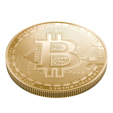 Altın bitcoin sembolü izole edildi. Bitcoin parası. 3d oluşturma