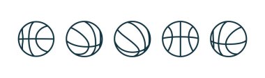 Basketbol topu sembolleri seti. Anahat basketbol topu ikonları. Vektör