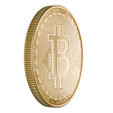 Altın bitcoin sembolü izole edildi. Bitcoin parası. 3d oluşturma