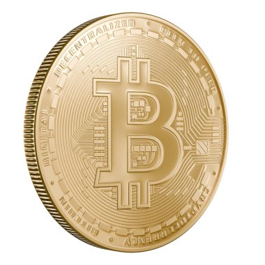 Altın bitcoin sembolü izole edildi. Bitcoin parası. 3d oluşturma