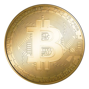 Altın bitcoin sembolü izole edildi. Bitcoin parası. 3d oluşturma